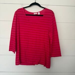 Chico’s Women’s 2 Pink Striped Blouse Top
